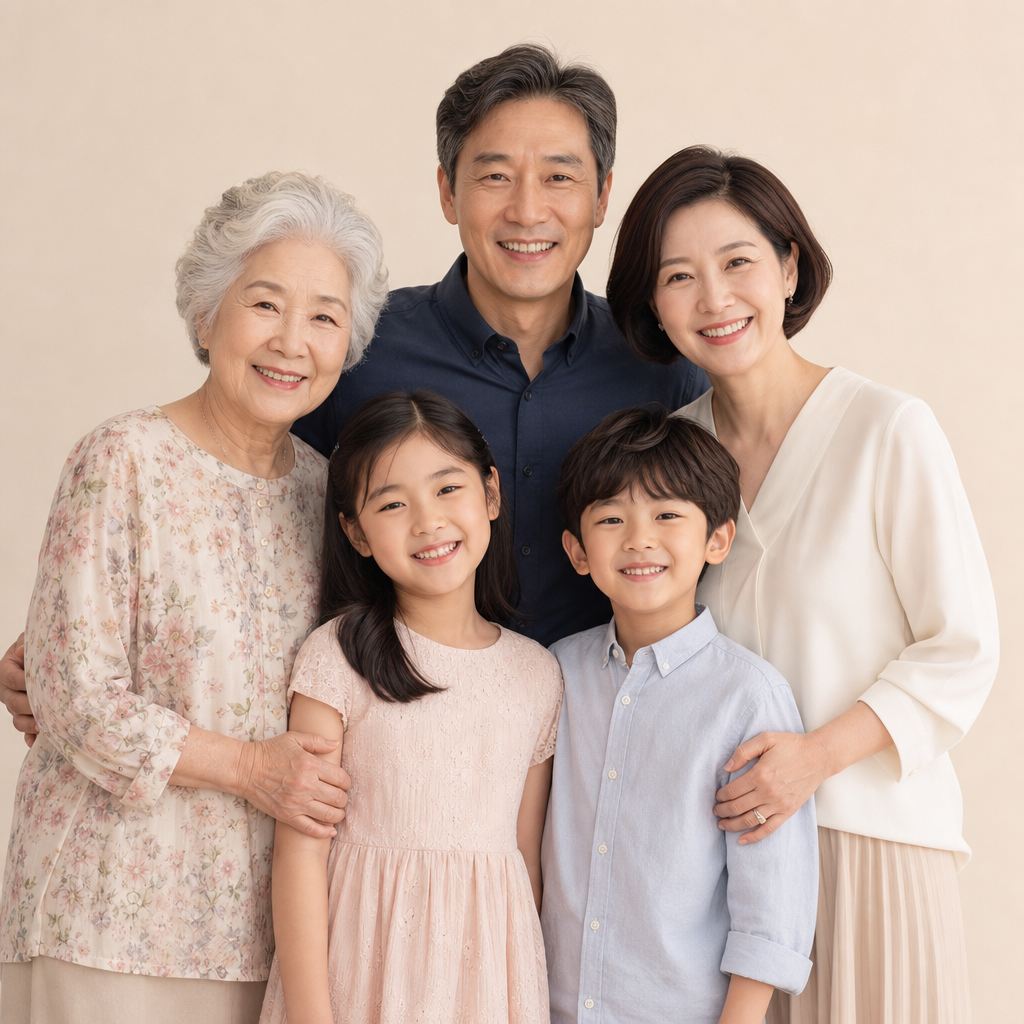 자연스러운 가족사진 합성 결과